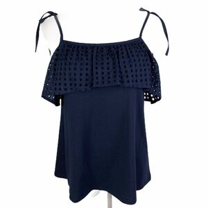 Ann Taylor Loft Tied Spaghetti Strap Tank Eyelet Blouse‎